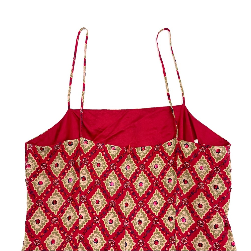 Hugo Buscati Geometric Pattern Beaded Sequin Spaghetti Strap Mini Party Dress - Picture 7 of 8